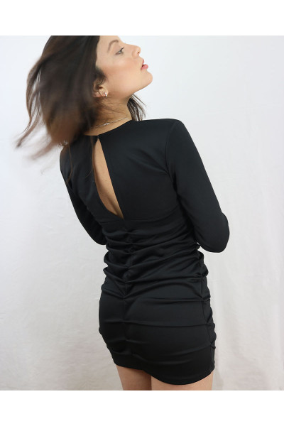 Black Draped Slimming Minidress