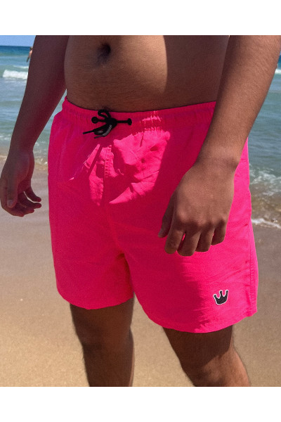 Embroidered Neon Swim Shorts